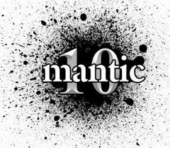Mantic Games logo black paint splatter with the word Mantic overlaid on the number 10