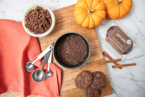 Grey Ghost Bakery Pumpkin Cheesecake Recipe with Chocolate Bourbon Cookie Crust
