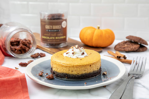 Grey Ghost Bakery Pumpkin Cheesecake with Chocolate Bourbon Cookie Crust