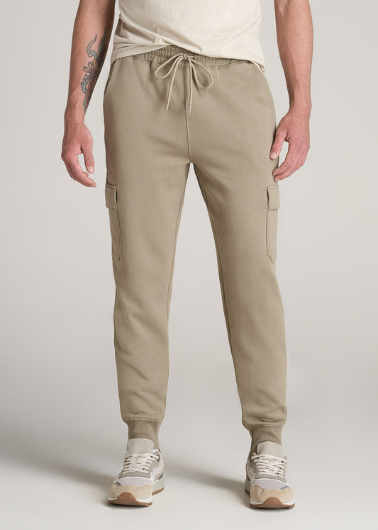    American-Tall-Men-80-20-Fleece-Cargo-Jogger-Khaki-front