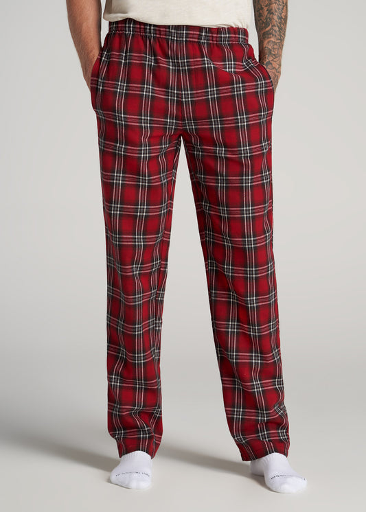       American-Tall-Men-Flannel-Pajamas-Red-White-Plaid-front