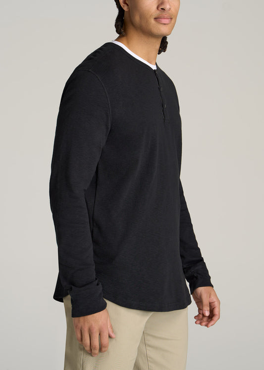    American-Tall-Men-Heavy-Slub-Henley-Shirt-Black-side