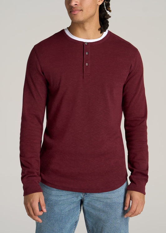    American-Tall-Men-Heavy-Slub-Henley-Shirt-Garnet-Mix-front