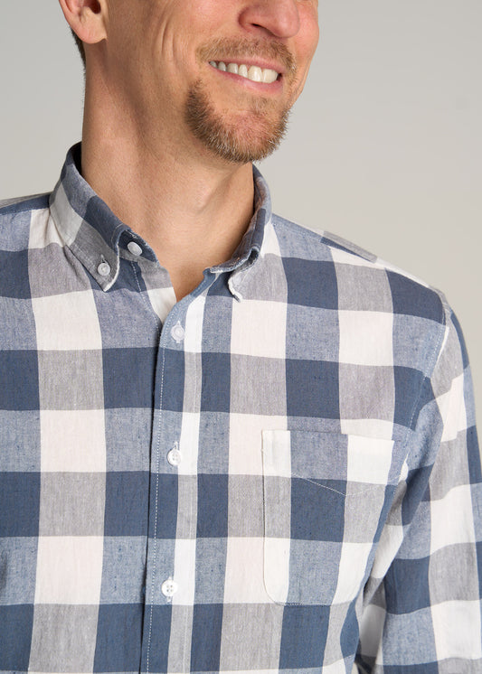 American-Tall-Men-Linen-long-sleeve-grey-navy-detail