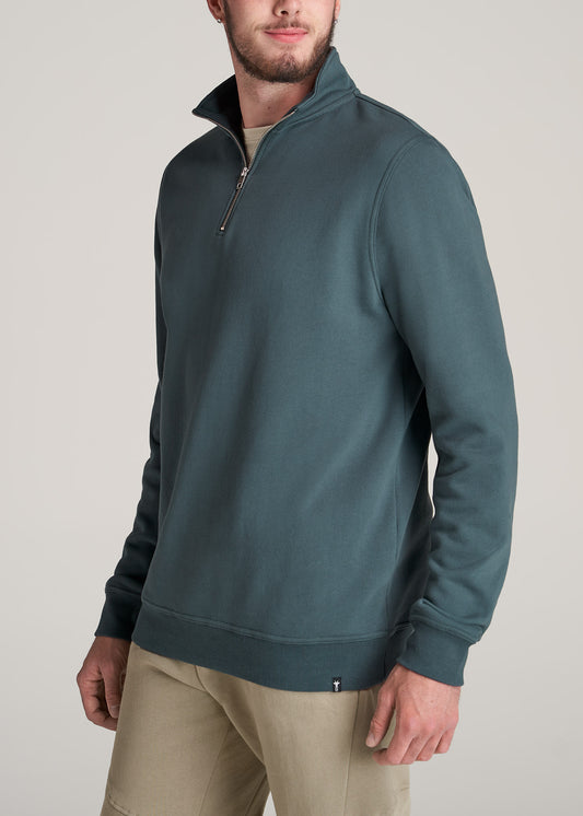         American-Tall-Men-Mens-80-20-Fleece-Quarter-Zip-Sweatshirt-Dark-Cyan-side