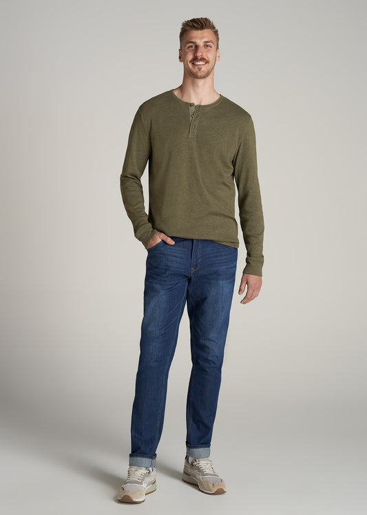    American-Tall-Men-Mens-Heavy-Slub-Henley-Olive-Mix-full