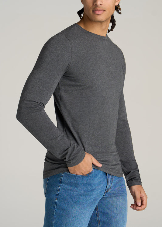    American-Tall-Men-Original-Essentials-SLIM-FIT-Long-Sleeve-T-Shirt-Charcoal-Mix-side