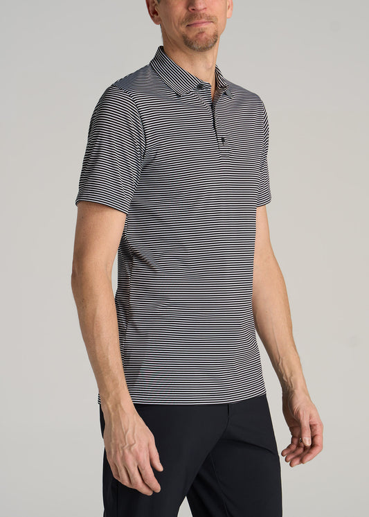       American-Tall-Men-Performance-Stretch-Stripe-Golf-Polo-Black-side