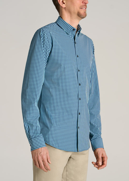 American-Tall-Men-Traveler-Stretch-Dress-Shirt-Teal-Gingham-side