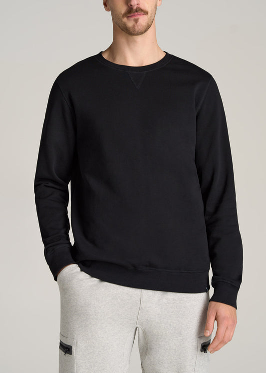 American-Tall-Men-Wearever-Fleece-Crewneck-Sweatshirt-Black-front