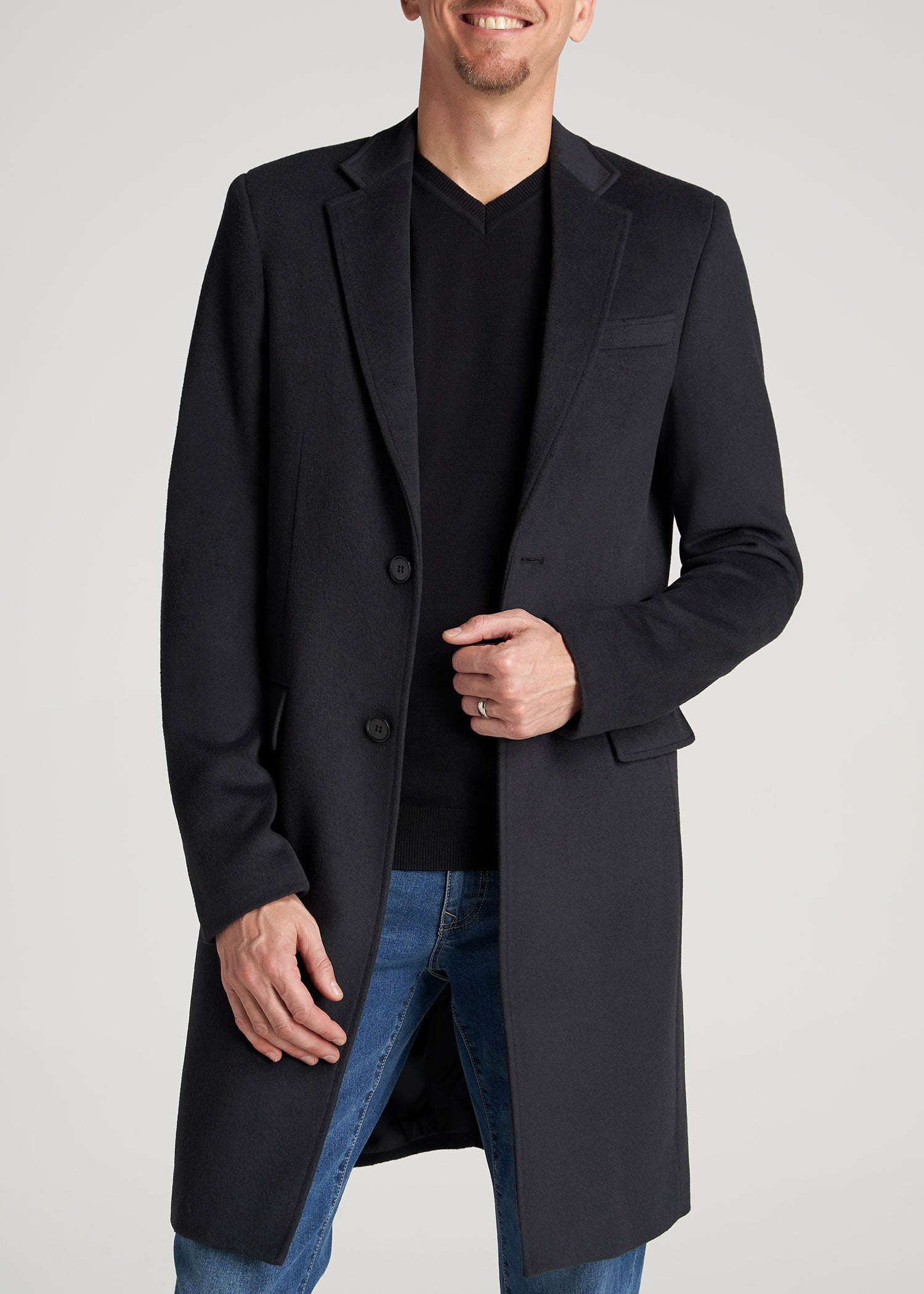 Men's Tall Wool Coat in Charcoal Mix