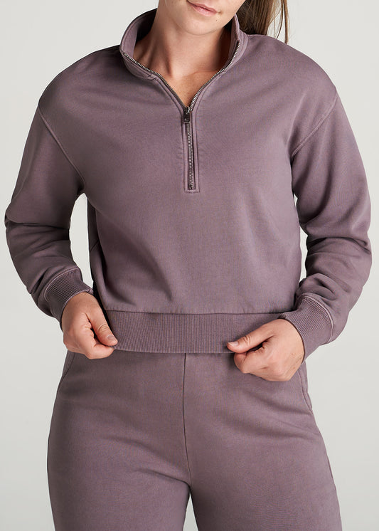 American-Tall-Women-8020-GD-Halfzip-SweatshirtSmokedMauve-front