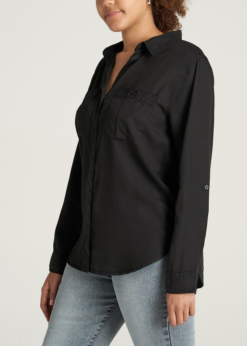 Women's Classic Fit Tall Tencel Shirt in Black