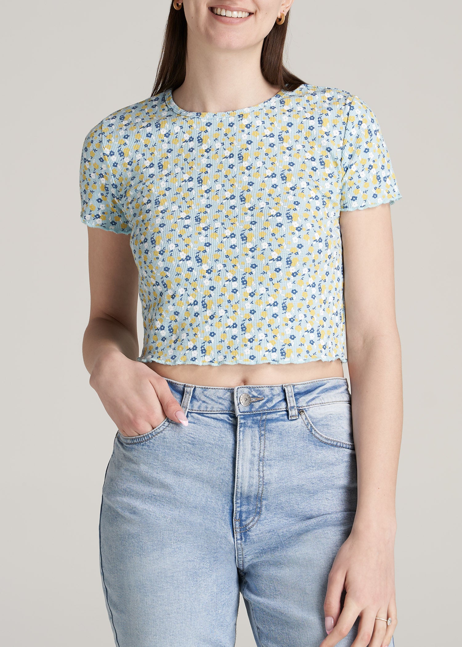 Spectaculair Umeki Doe voorzichtig Cropped Waffle Tee - Tops for Tall Women | American Tall