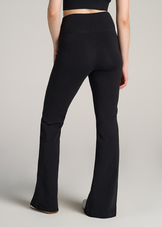    American-Tall-Women-High-Rise-Split-Flare-Cotton-Legging-Black-back