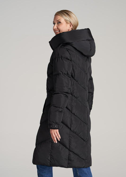     American-Tall-Women-Long-hooded-Puffer-Black-back