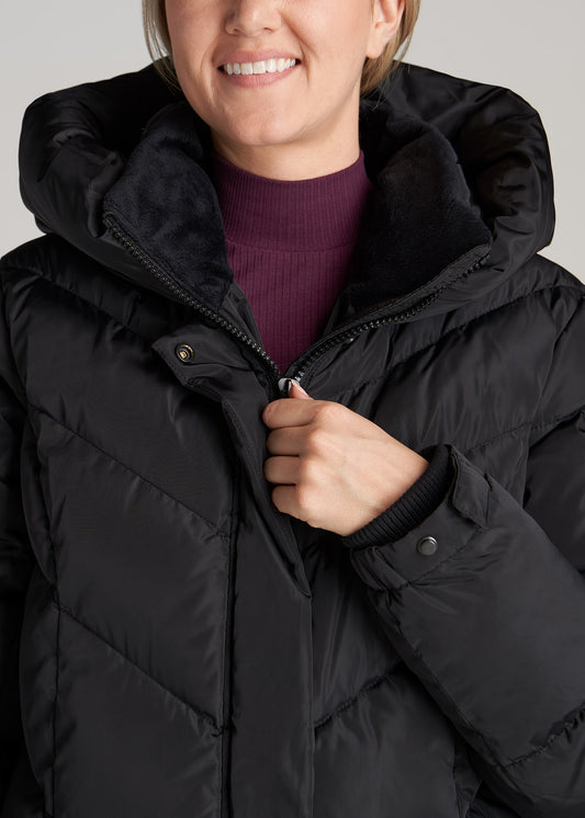     American-Tall-Women-Long-hooded-Puffer-Black-detail2