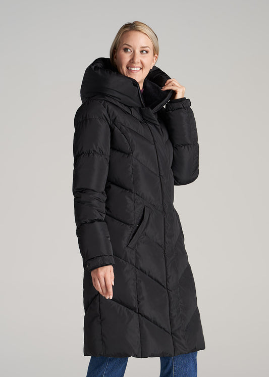     American-Tall-Women-Long-hooded-Puffer-Black-side