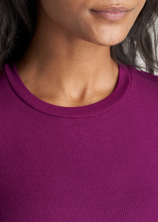 American-Tall-Women-Ribbed-LongSleeve-CrewNeck-Tee-Plum-detail