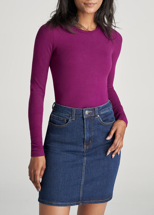 American-Tall-Women-Ribbed-LongSleeve-CrewNeck-Tee-Plum-front