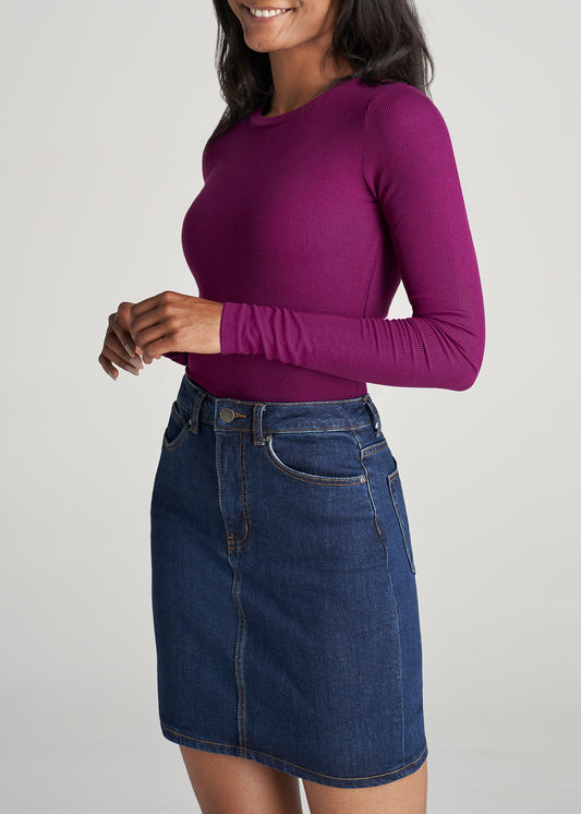 American-Tall-Women-Ribbed-LongSleeve-CrewNeck-Tee-Plum-side