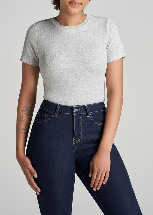     American-Tall-Women-Ribbed-Tee-GreyMix-front