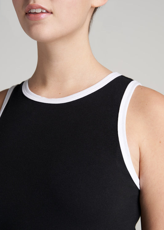     American-Tall-Women-Sleevless-FittedDress-ContrastTrim-BlackWhite-detail