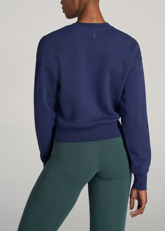        American-Tall-Women-WKND-Fleece-Cropped-Crew-Sweatshirt-Midnight-Blue-back