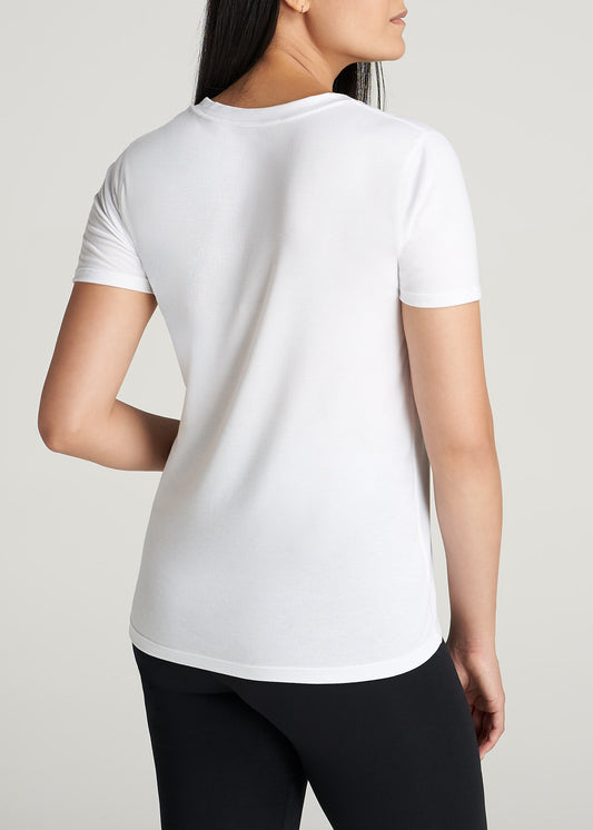 American-Tall-Women-Womens-ShortSleeve-VNeck-AthleticTee-White-back