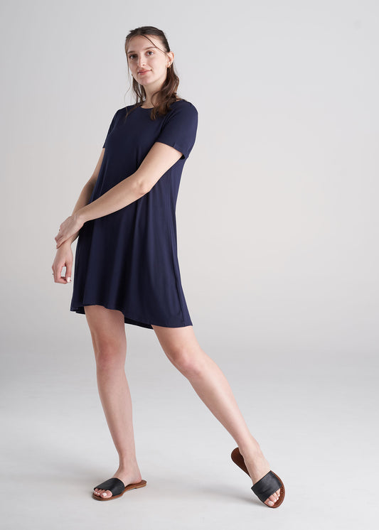 American_Tall_Womens_Swing_Dress_Navy_Fullbody