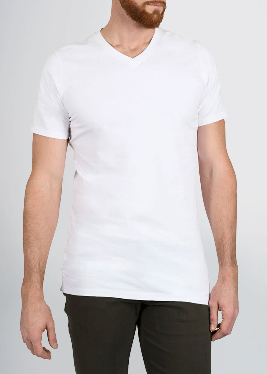 basic white v neck tee