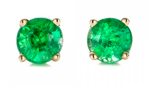Emerald Earrings set Round cut 18 carat gold