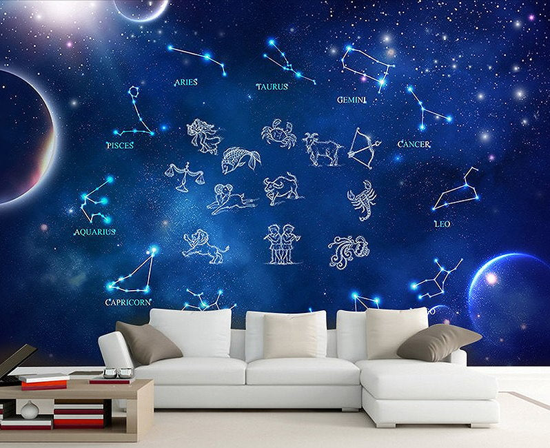 Constellation Planets Stars Zodiac Design Wallpaper Home or Business