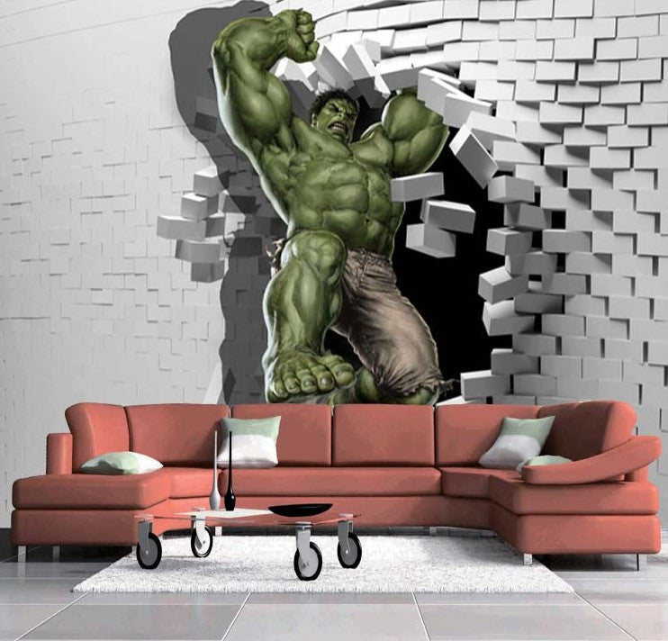 Superhero The Hulk Cartoon Wallpaper for Wall Mural for Kids' Bedroom –  