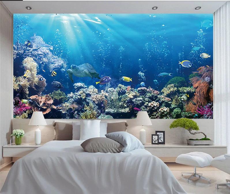 Underwater 3D Marine Life Sea Turtle Wallpaper Mural Home or Business