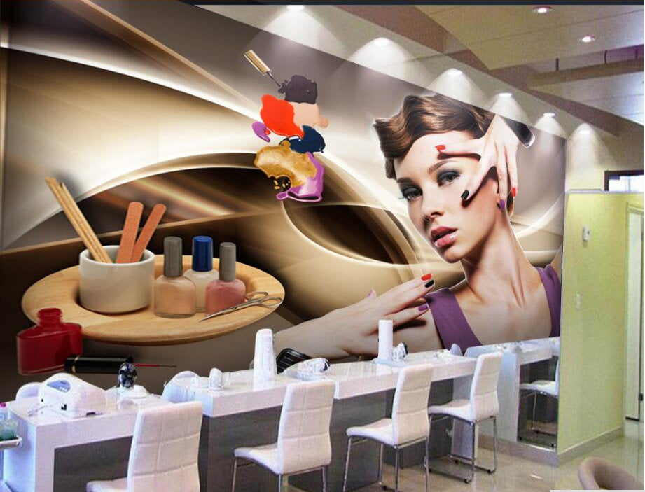 Wall Mural for Nail Salon Manicure Tools 3D Design Wallpaper Business –  