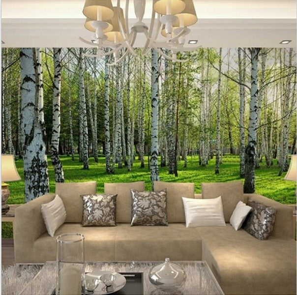 3d Birch Trees Forest Wallpaper For Walls Wall Mural