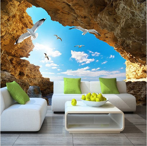 Wall Mural Photo Wallpaper VIEW FROM CAVE OCEAN SEA SKY Home Decor 368x254cm 