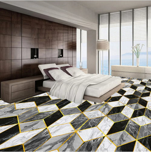 3d Black Gray Imitation Marble Flooring Wallpaper Self Adhesive Pvc Beddingandbeyond Club