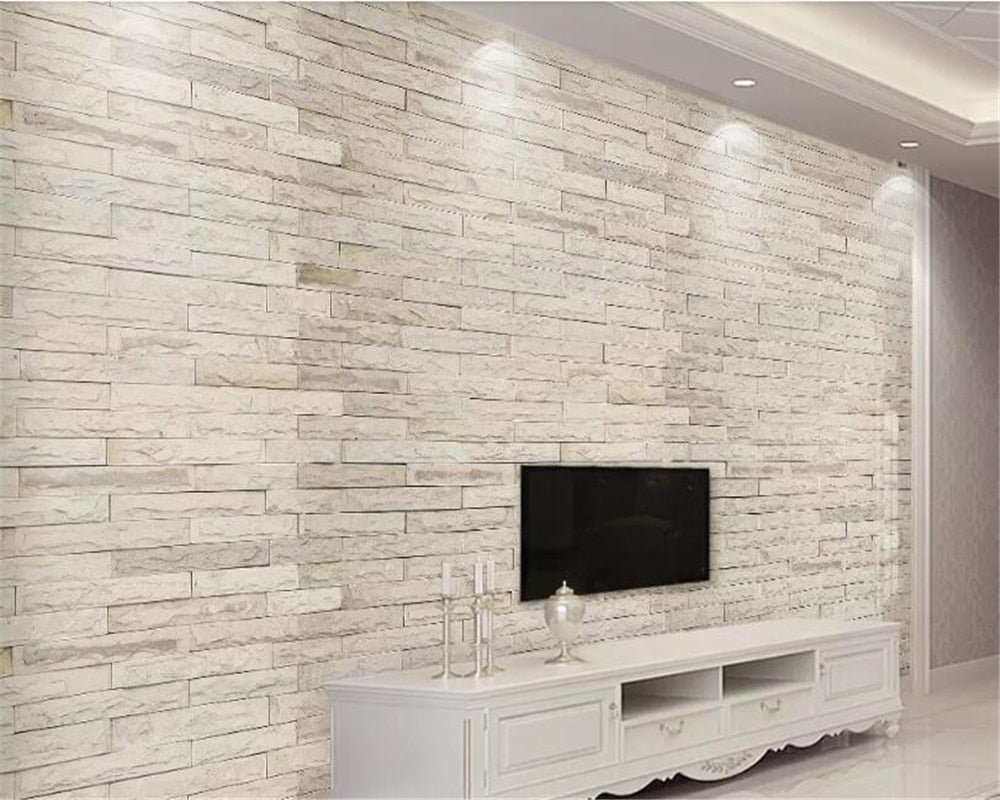 Beige Interior Brick Wall Design Wallpaper Mural for Home or Business –  