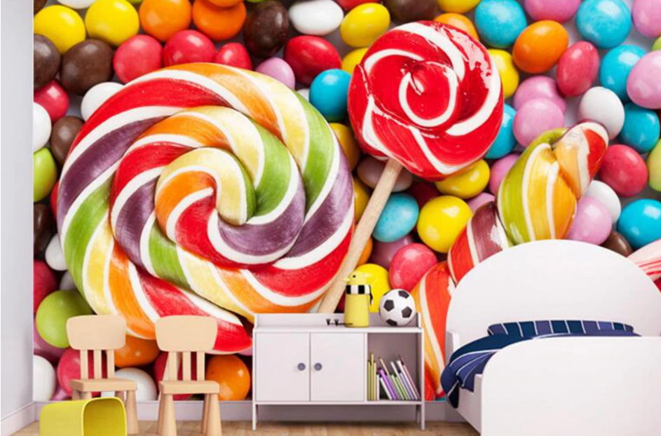 Colorful 3D Candy Lollipop Theme Wallpaper Mural for Home or Business –  