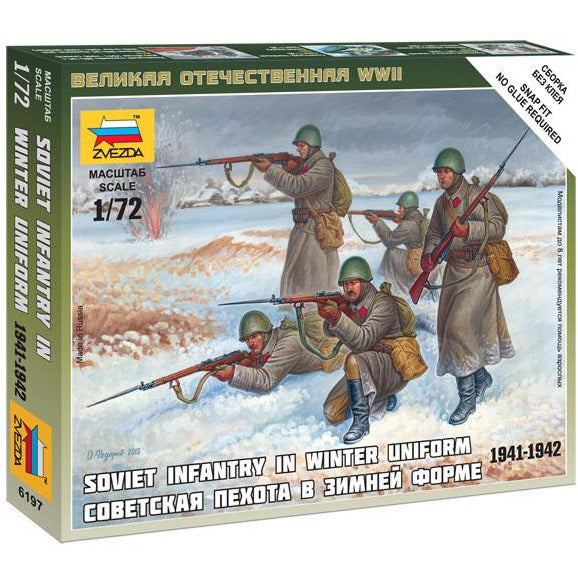 Soviet Infantry WWII Winter Uniform 1:72 Figure Plastic Model Kit ZVEZDA 