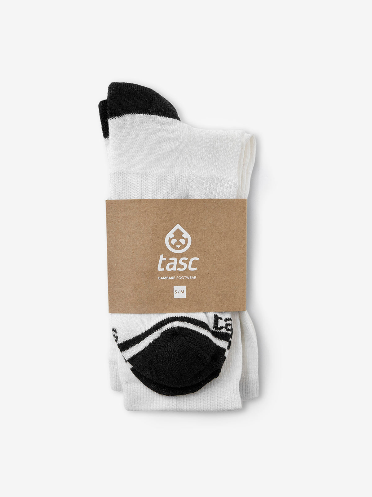 Bambare Bamboo Crew Sock 2-Pack (White)