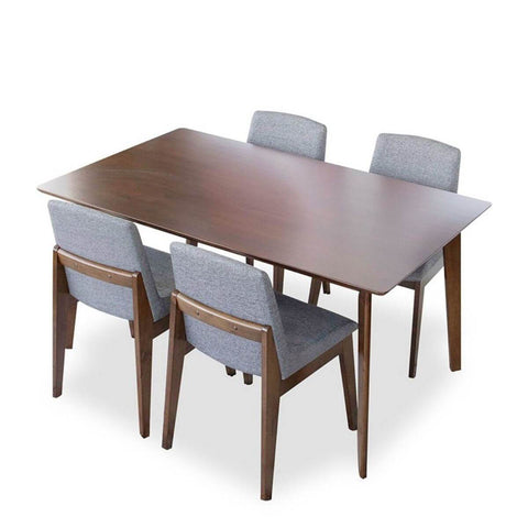 Selena Dining set with 4 Ohio Dark Grey Dining Chairs (White)