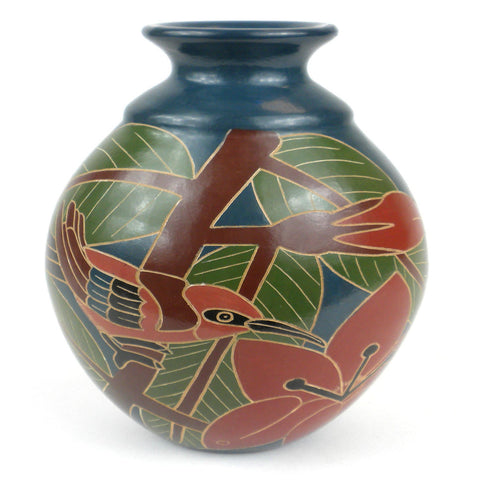 8 inch Tall Vase - Red Bird - Esperanza en Accion - Green Sea Eco