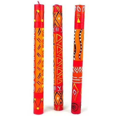 Set of Three Boxed Tall Hand-Painted Candles - Zahabu Design - Nobunto - Green Sea Eco
