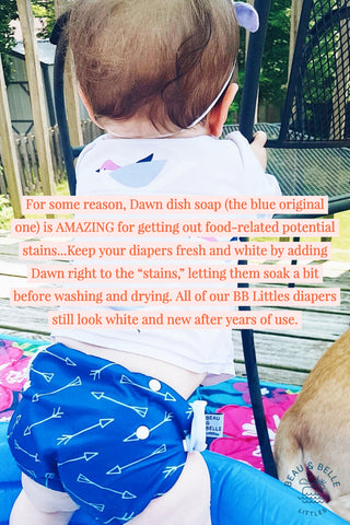 use Dawn dish soap when cleaning reusable swim diapers to prevent stains and smells