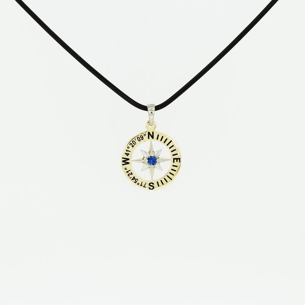 Details about  / 14K Two-Tone Yellow Gold Compass Pendant Necklace