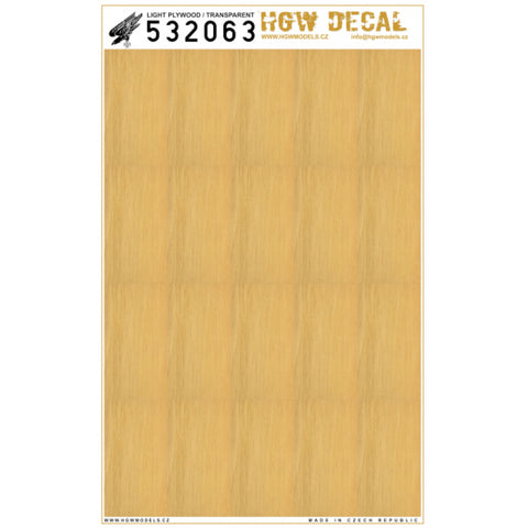 HGW 1/32 scale decals - Light Plywood - Transparent (NO GRID) - 532063