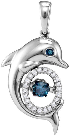 0.25CTW BLUE DIAMOND DOLPHIN FASHION PENDANT #110021300 - C Diamond King